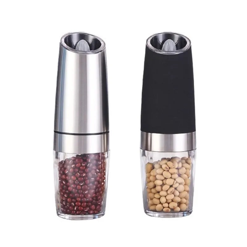 Electric Gravity Salt and Pepper Grinder Set Spice Jar Rechargeable Black Pepper Mill Grinder with Blue Light and Stand