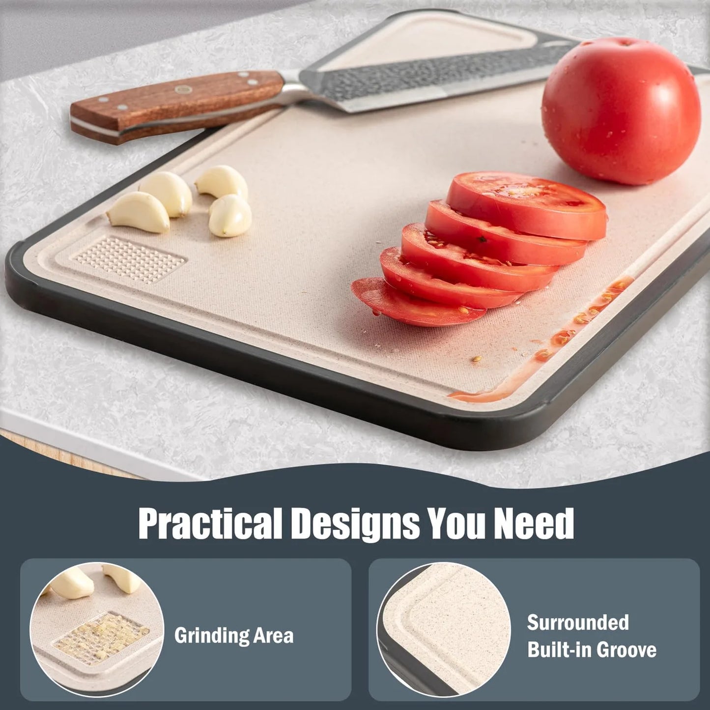 Top Quality Dishwasher Safe Thickened  Double Sided 304 Stainless Steel  Cutting Board for Meat Fruit Vegetable Bread