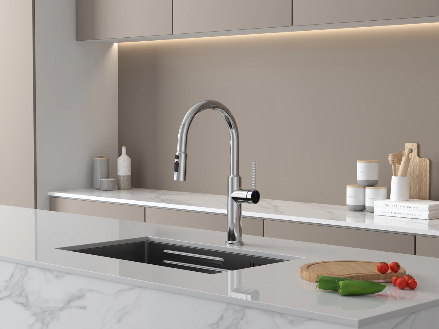 Modern 3-Way Deck Mounted Kitchen Faucet Brushed Gold Pull Brass Crane Water Filter Tap Cold Wall Mounted Sink Faucet Mixer