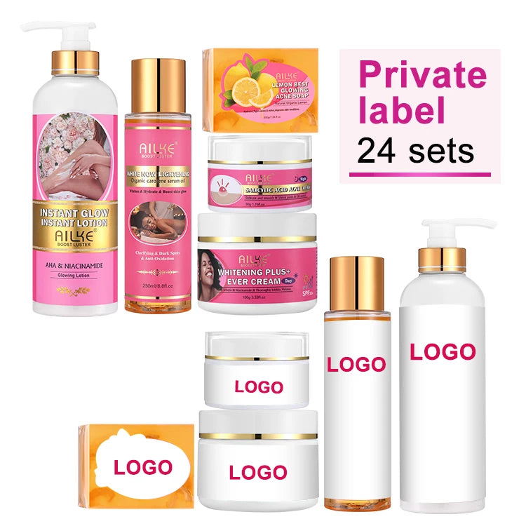 Ailke Products Glowing Niacinamide Dark Spot Removal Anti Acne Lemon Vitamin C Whitening Skin Care Set for Women