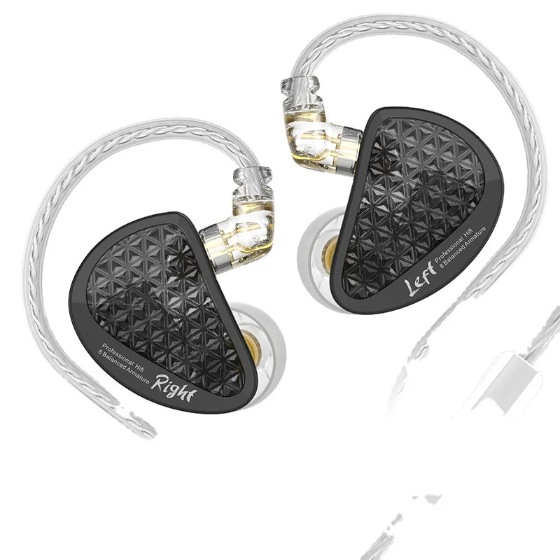 KZ AS16 Pro in Ear Wired Earphones 16BA Balanced Armature HIFI Bass Monitor Headphones Noise Cancelling Earbuds Sport Headset