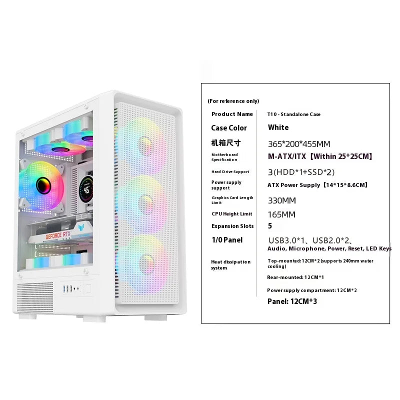 T10 Nine-Tailed Fox 240mm Water-Cooled Glass Side ATX/DIY Shell Matx Desktop Computer Case for Gaming Transparent Side for