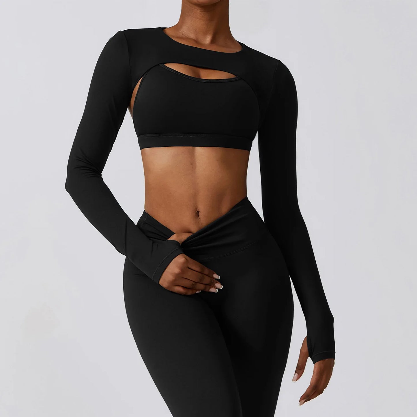Conjunto de 3 Peças Fitness Feminino – Top Curto