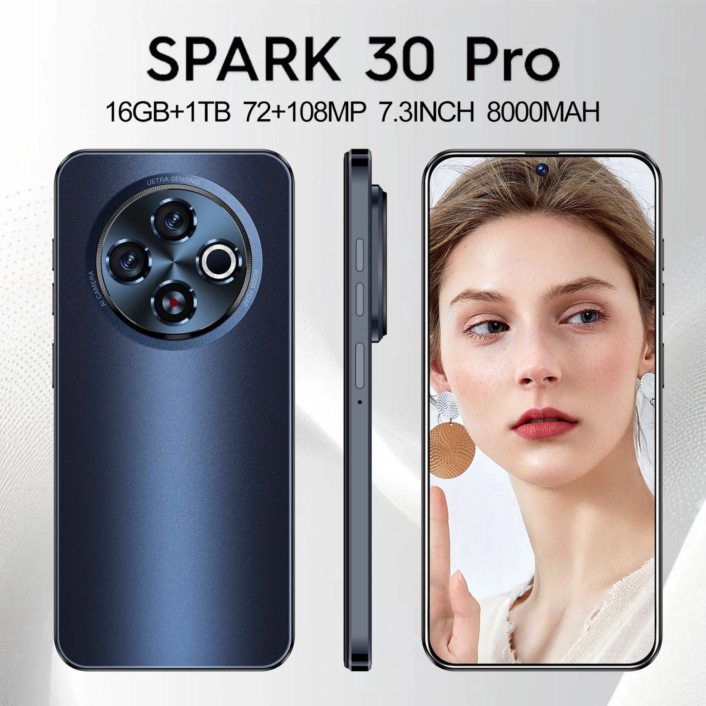 Spark30 Pro 16+1TB Smartphone Pro Real 5G Mobile Phone 108MP Rear Camera Supports Spanish English HD Screen