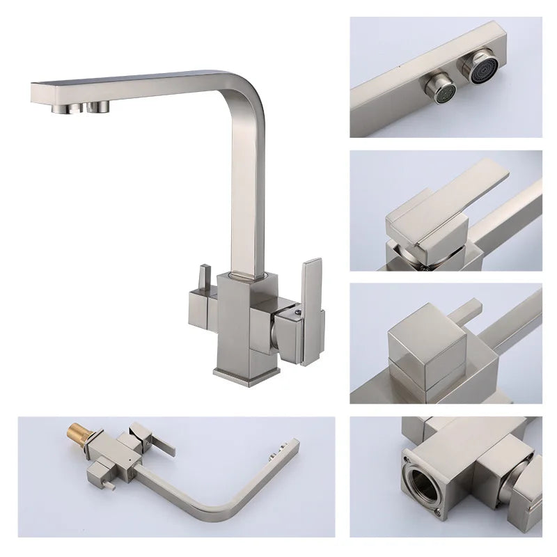 Quartet Brushed Brass Kitchen Sink Filter Faucet With 3 Way Drink Kitchen Filter Faucet