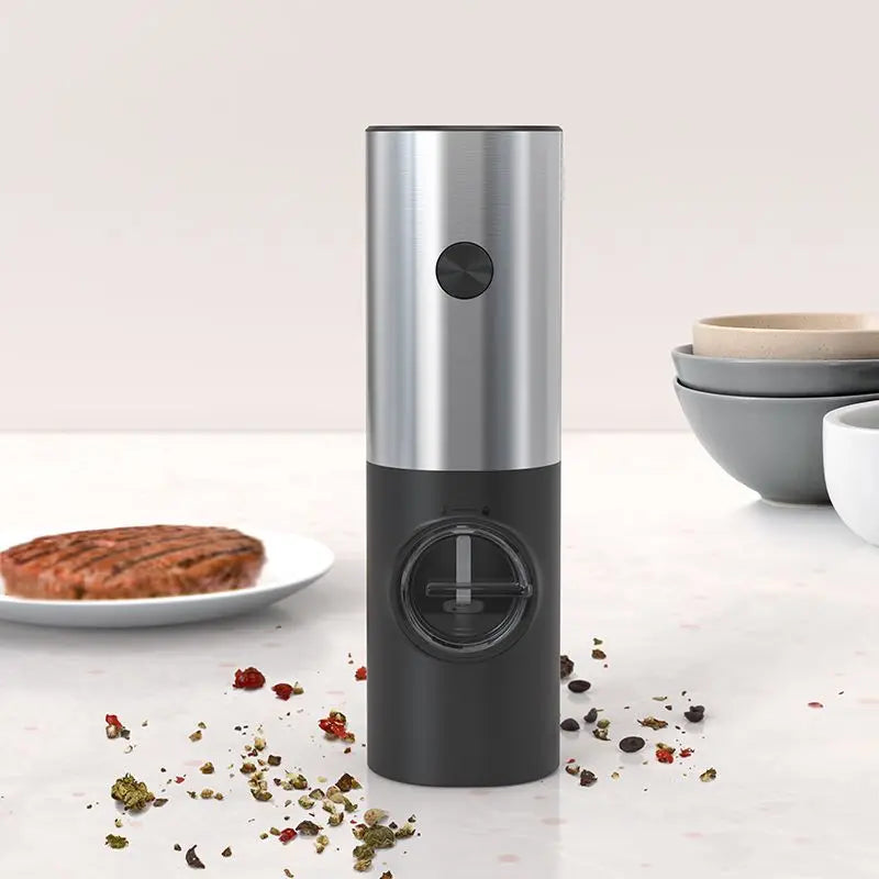 1Set Electric Salt and Pepper Grinder Set With Storage Base Spice Bottle Black Mill Pepper Grinder