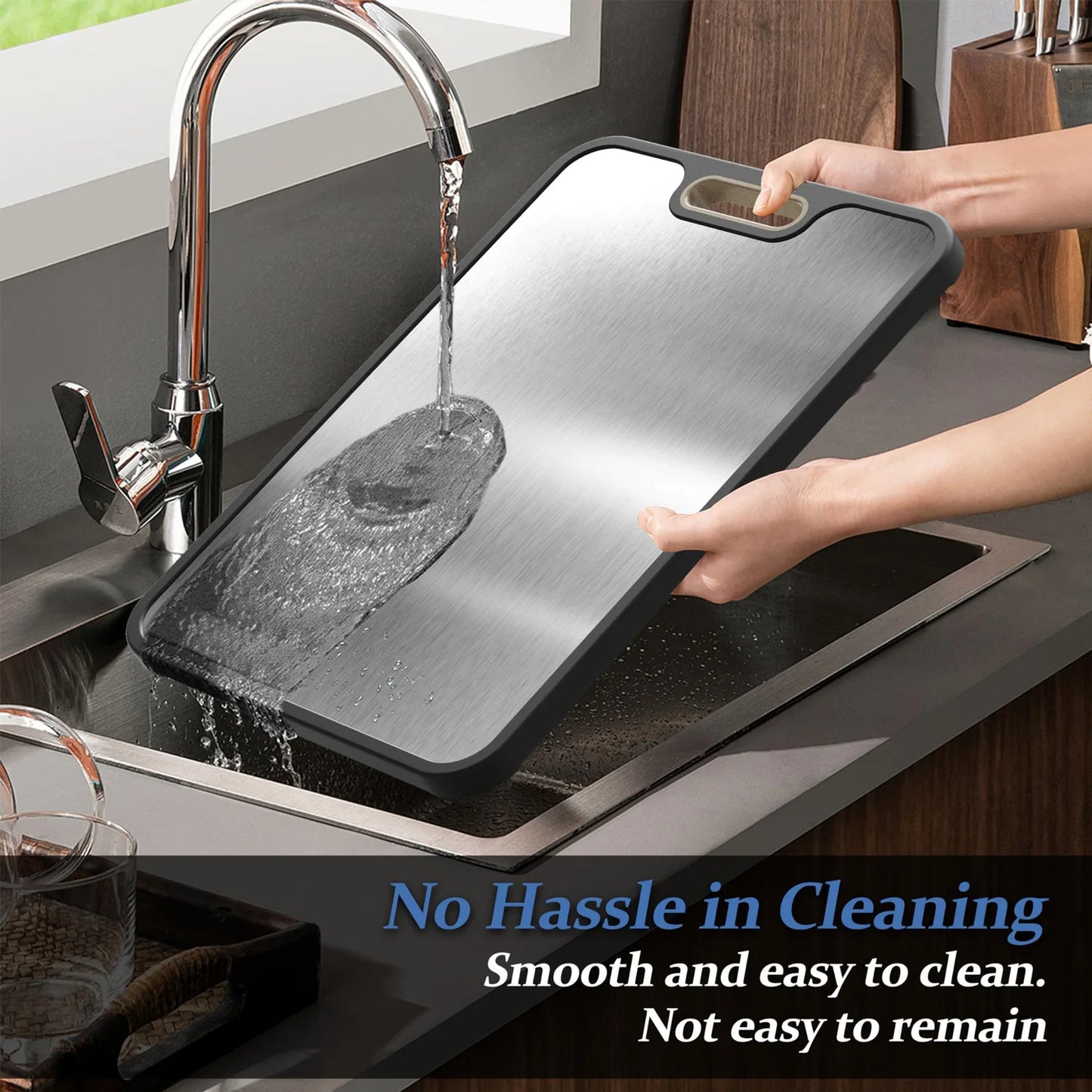 Top Quality Dishwasher Safe Thickened  Double Sided 304 Stainless Steel  Cutting Board for Meat Fruit Vegetable Bread
