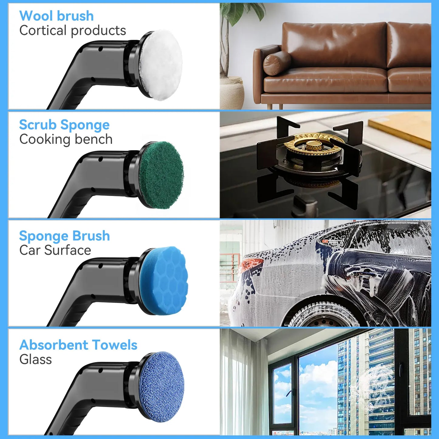Electric Spin Scrubber, Electric Cleaning Brush for Bathroom 8 in 1 Replacement Brush Heads and Extension Handle