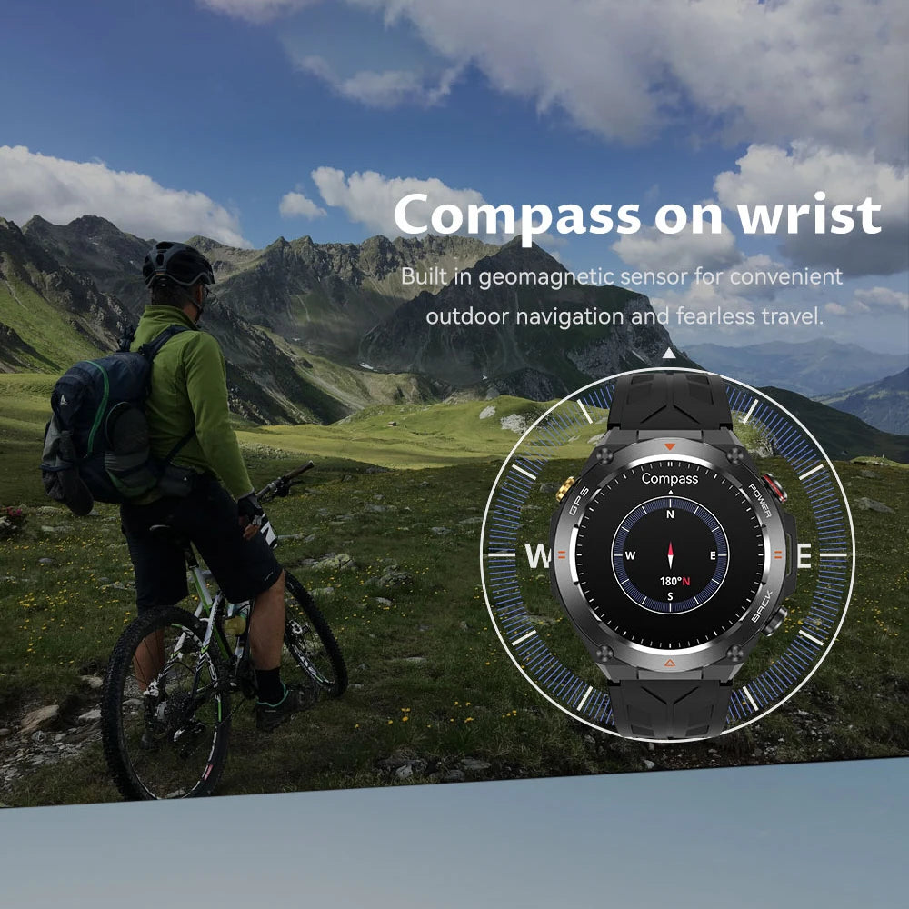 SENBONO GPS Smart Watch Men 1.45'' HD Screen Built-In GPS Altimeter Barometer Compass AI Voice Compatible with Android & iPhone