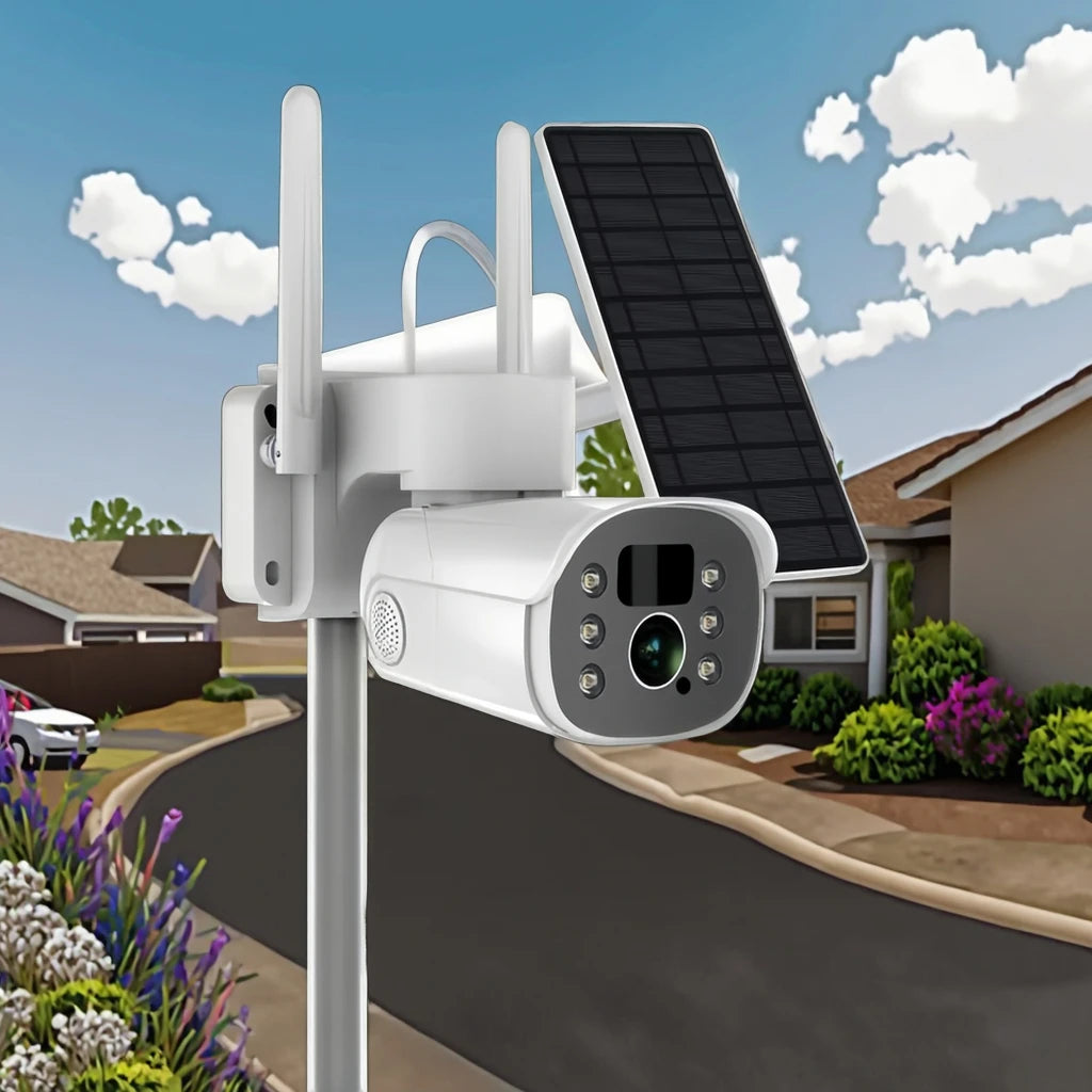 Outdoor Solar-Powered Wireless WIFI CCTV Network Camera Full Color Night Vision CMOS Sensor Low Power Battery Built-in Mic Cloud