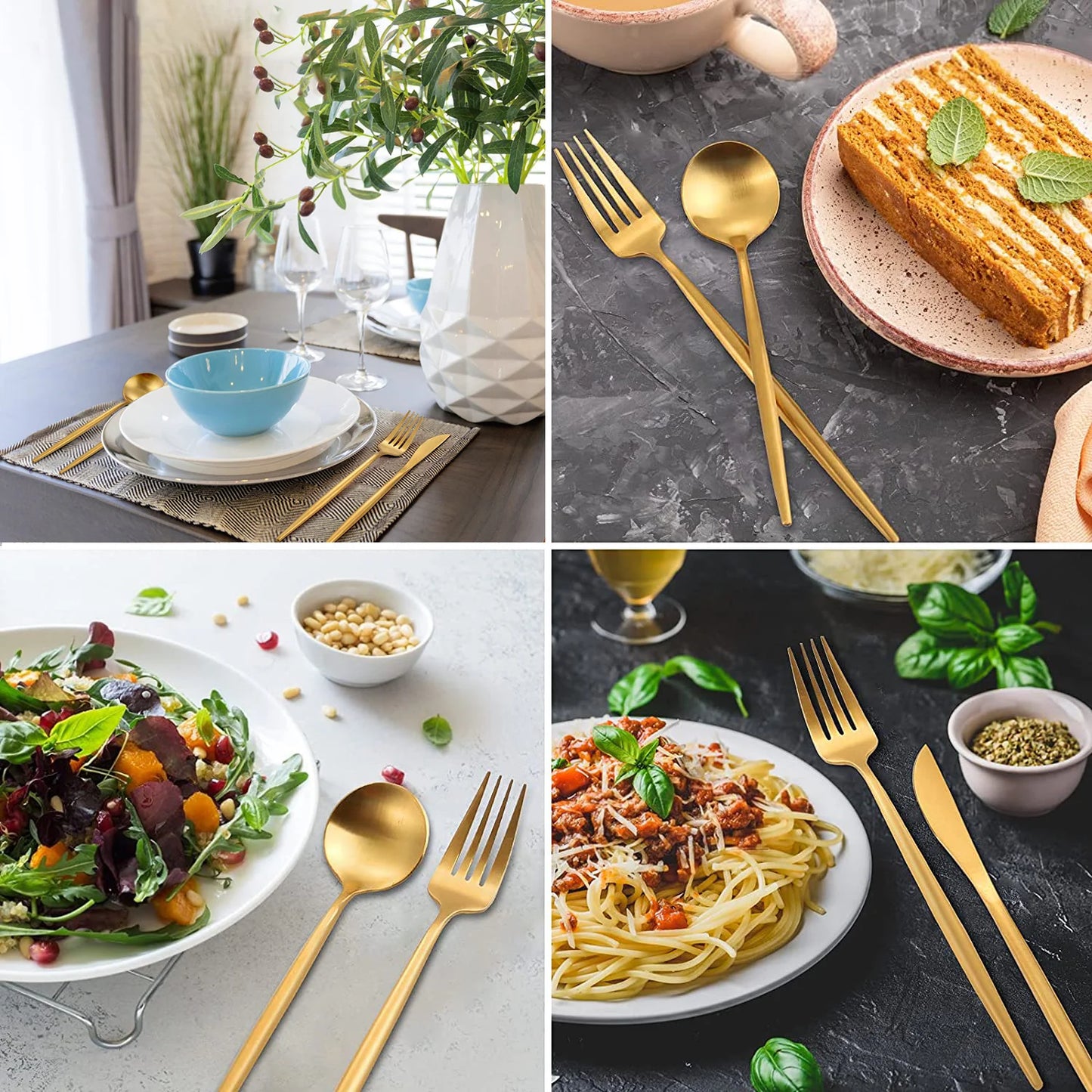 20 Pieces USA Stock Free Shippings Items Gift Set Home Wedding Thickened Matte Gold Cutlery Sets Stainless Steel Flatware Sets