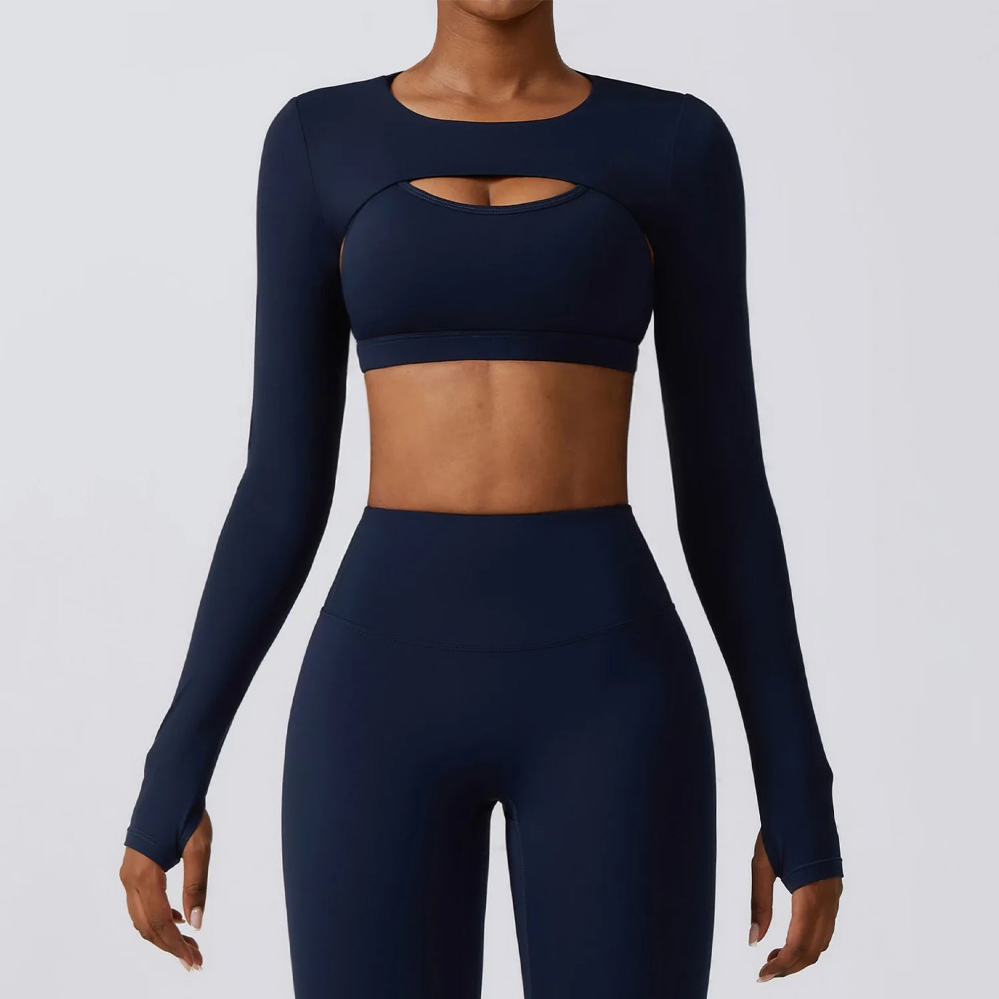 Conjunto de 3 Peças Fitness Feminino – Top Curto