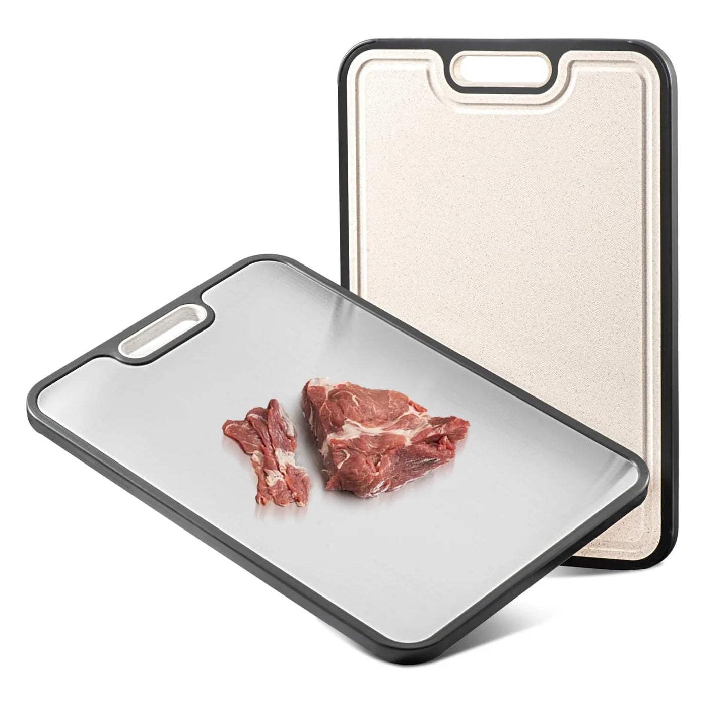 Top Quality Dishwasher Safe Thickened  Double Sided 304 Stainless Steel  Cutting Board for Meat Fruit Vegetable Bread
