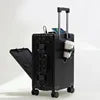 2024 New Design Front Open Carry on  Luggage Lightweight Hard Side Suitcase Travel Luggage With USB Charger and Cup Holder