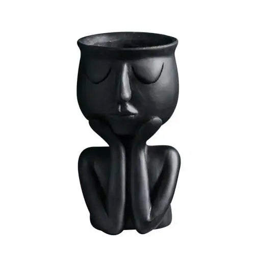 Human Think Face Ceramic Plants Flower Pot Vase Planter Tabletop Home Crafts Display Window Model Room Soft Decoration