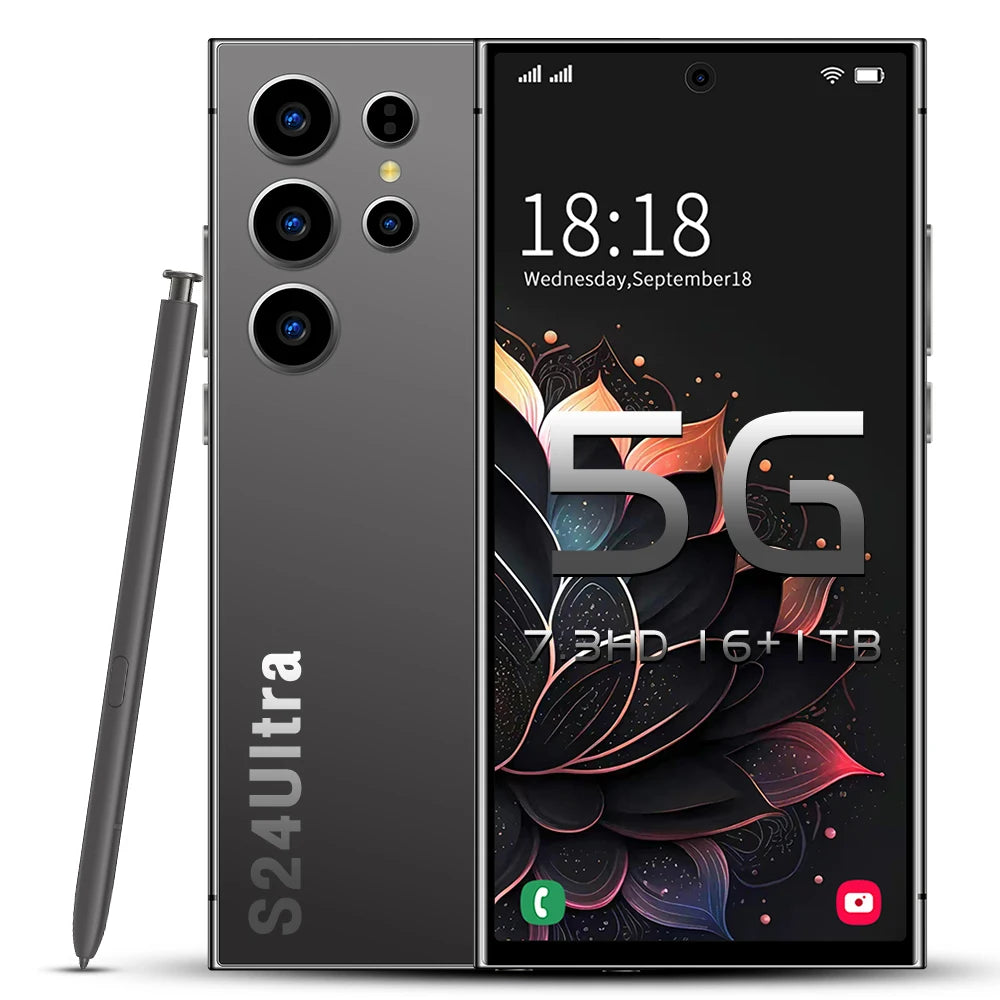 2025 NEW Cellphone Original Unlocked Dual Card 5G Smart Phone HD 5G Cellphone Android 14 S24 Ultra 16GB+1TGB Smartphone