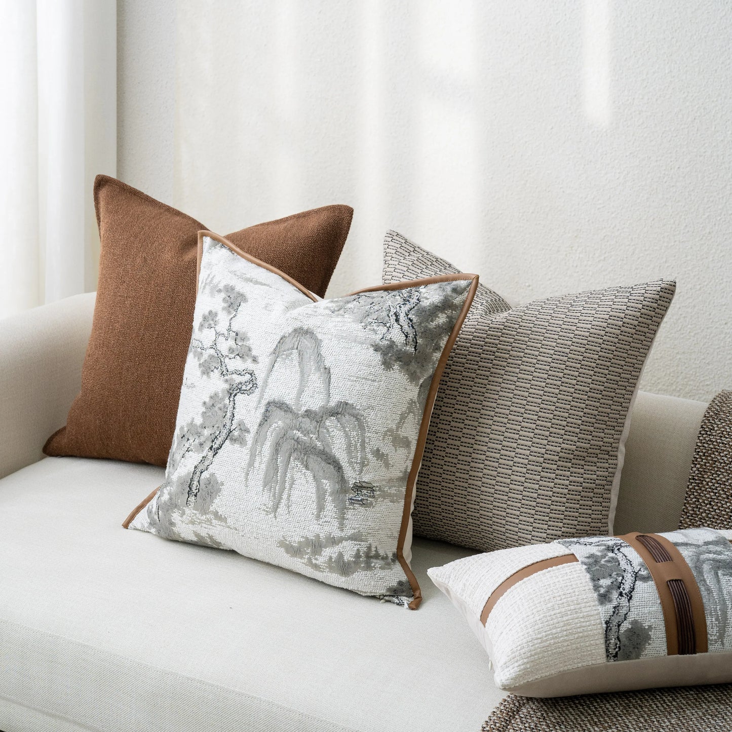 Yuanhee square Pillow Cushion Suitable for Hotel Model Room Living Room Bedroom Home Decorative Combination Pillow Cushion Set