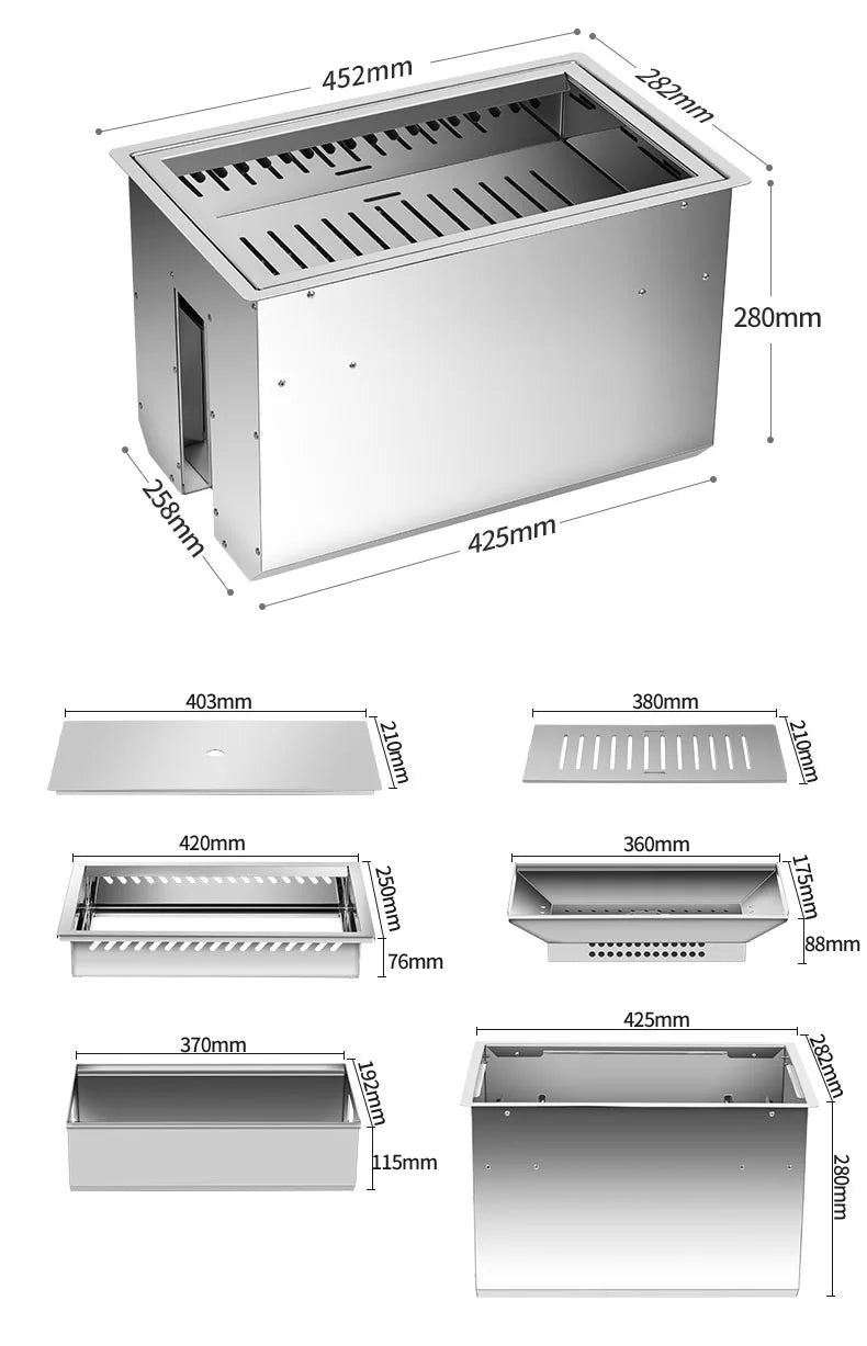 Yakiniku Equipment Charcoal Bbq Grill Restaurant Commercial Metal Stainless Steel Bbq Grill