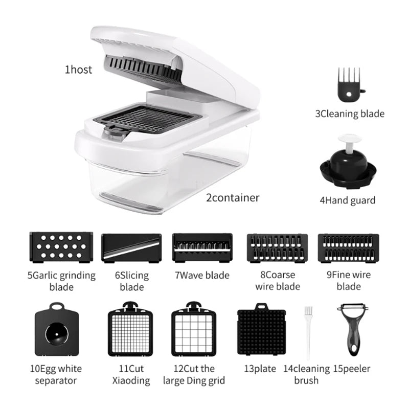 15 in 1 AMZ Best Sale Mandoline Fruit Vegetable Cutter Onion Dicer Veggie Slicer Vegetable Chopper