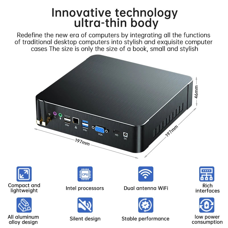 Mini Desktop I7 4700HQ 4200M Four-Core Eight-Thread Portable Gaming System WiFi HD VGA Core Business Barebone Fanless Industrial