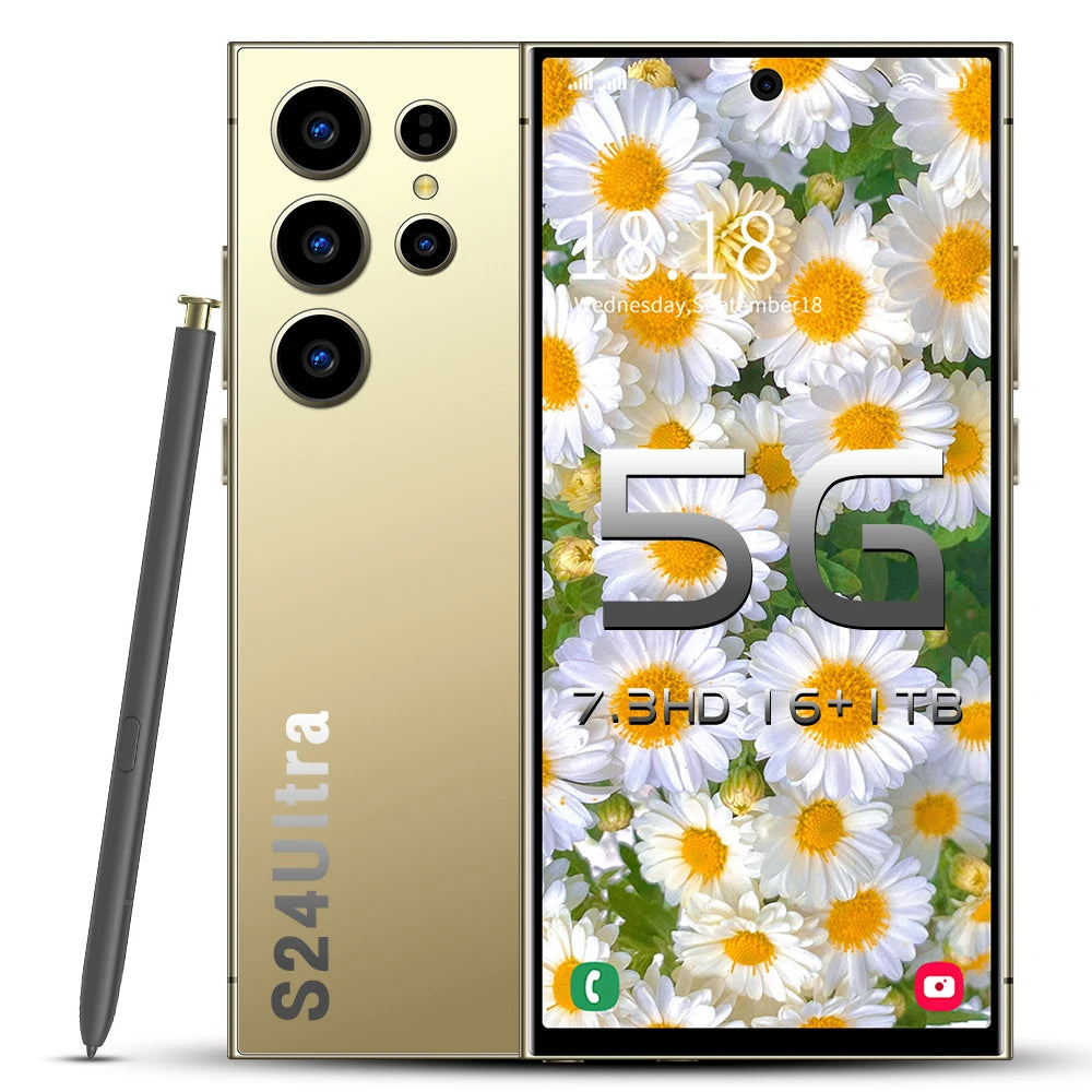 2025 NEW Cellphone Original Unlocked Dual Card 5G Smart Phone HD 5G Cellphone Android 14 S24 Ultra 16GB+1TGB Smartphone