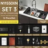 TD Digital Disinfection 3in1 Smart Kitchen Sink - Big Size Stepped Design for Fruit/Vegetable/Seafood, Black Nano,Luxury Kitchen