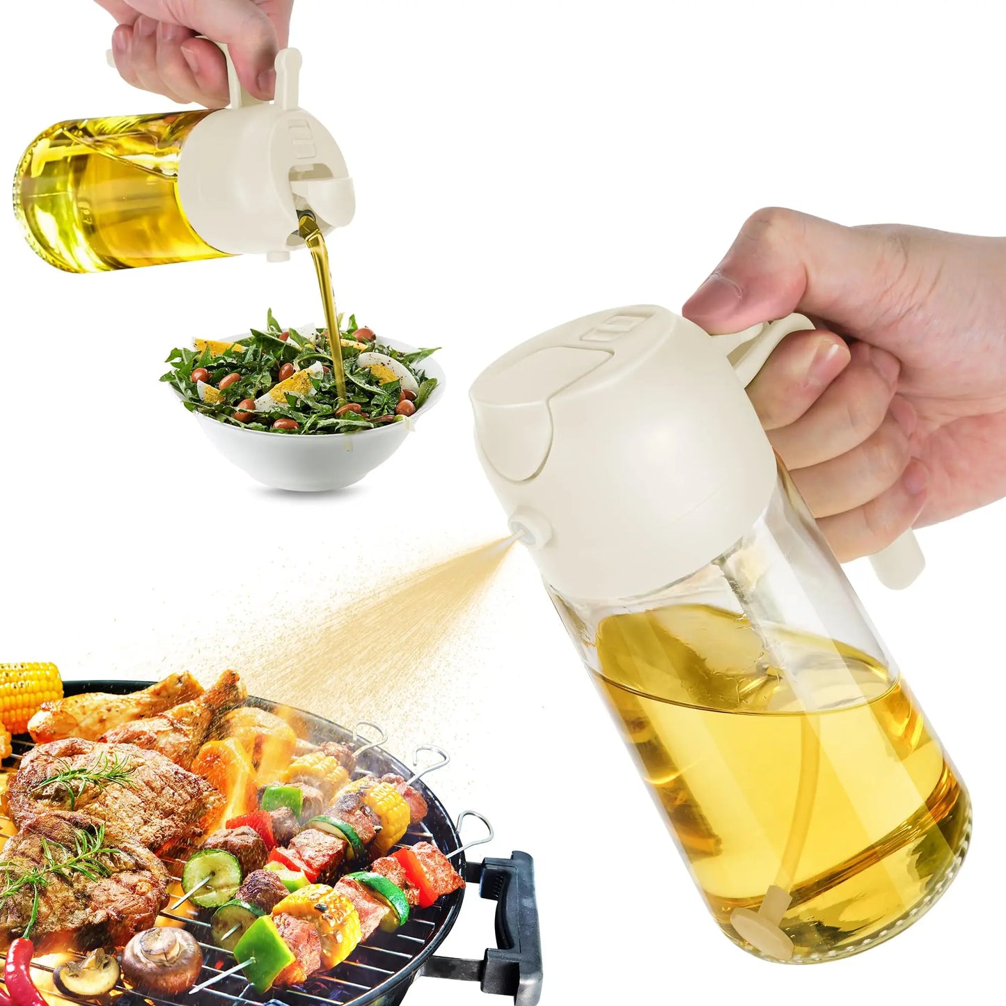 Mothers Day Gift Cooking Kitchen Salad Barbecue 16oz 2 in 1 Oil Sprayer Bottle Olive Oil Dispenser Bottle