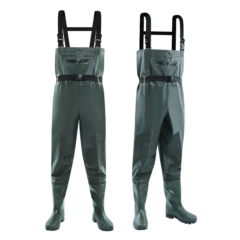 Unisex Nylon Chest Waders with Steel Toe Boots Green  Waterproof Performance Gear for Men-for Fishing and Hunting