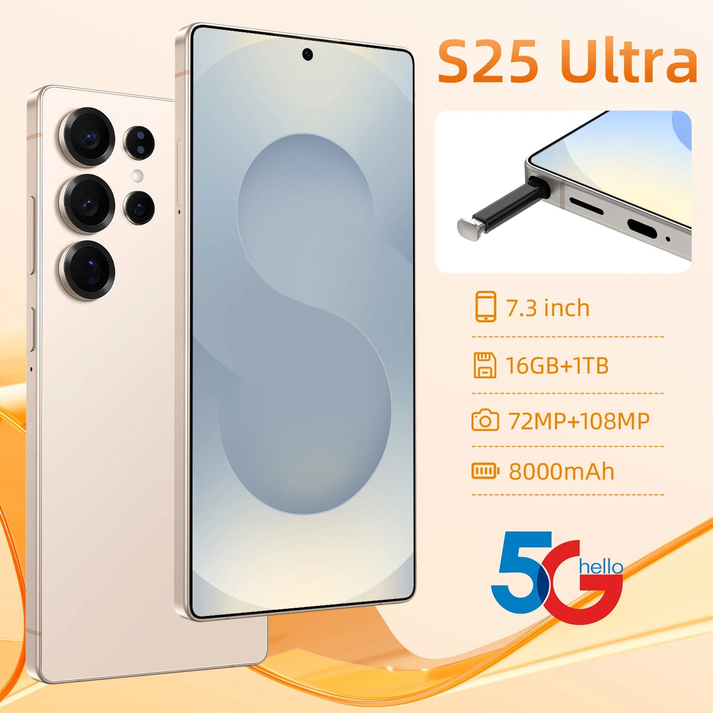 New Nfc Accessoires Small Device Latest Galaxie White Cellphones Originais Folding S25Ultra 5g-smartphone Mobile 5g