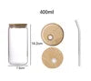 Personalized 12oz 16oz Frosted Beer Can Glass Tumbler Clear Mason Jar Glass Mug with Bamboo Lid Glass Straw for Business Gifts