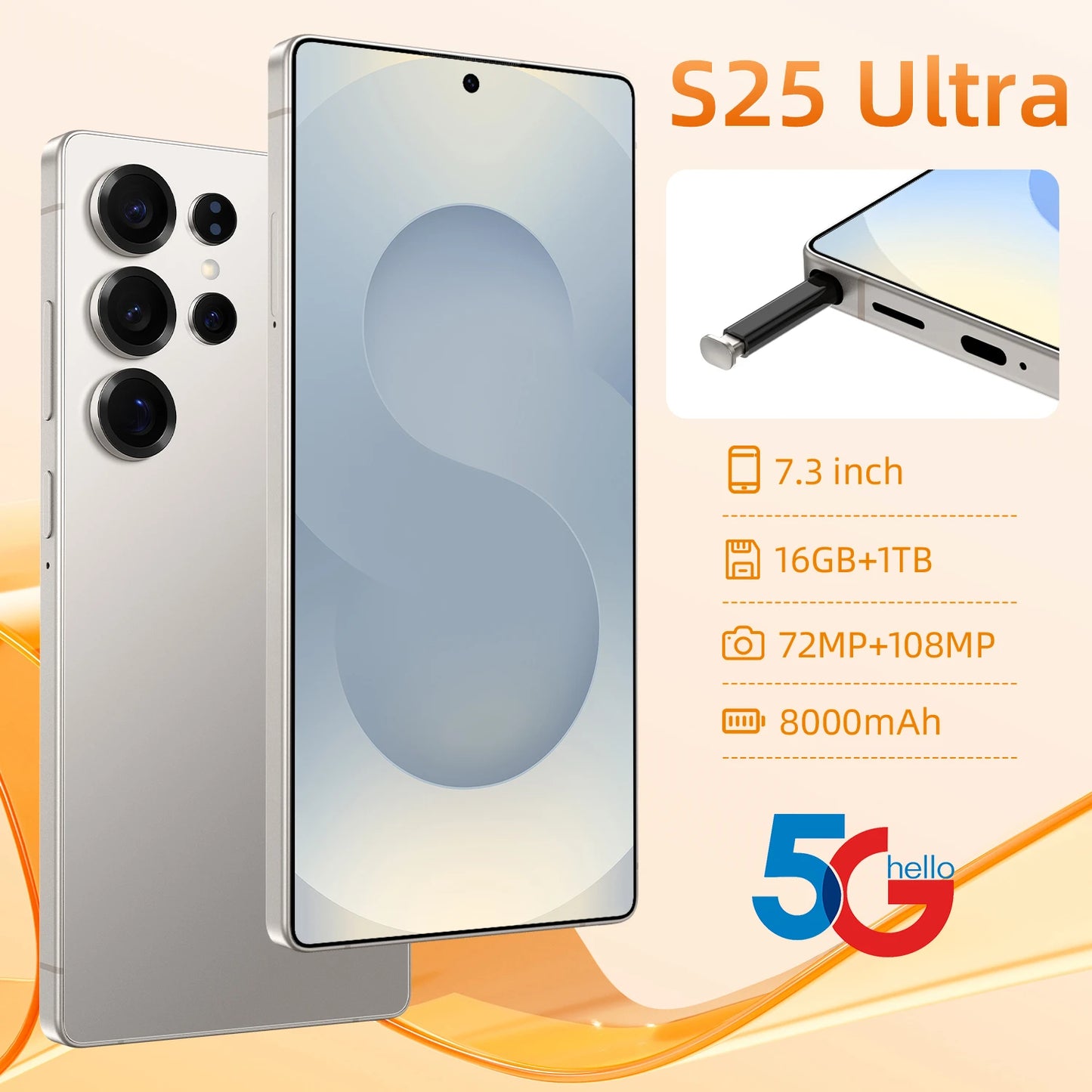 New Nfc Accessoires Small Device Latest Galaxie White Cellphones Originais Folding S25Ultra 5g-smartphone Mobile 5g