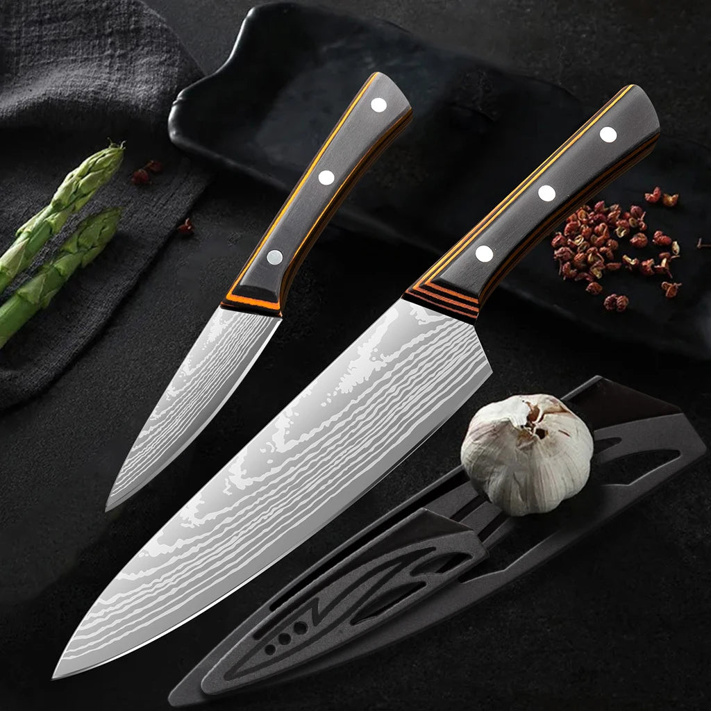 Chef Custom Kitchen Slicer Knife SS3CR13 Non-Stick Pattern Blade Nakiri Carving & Filleting Metal Slicing Knives