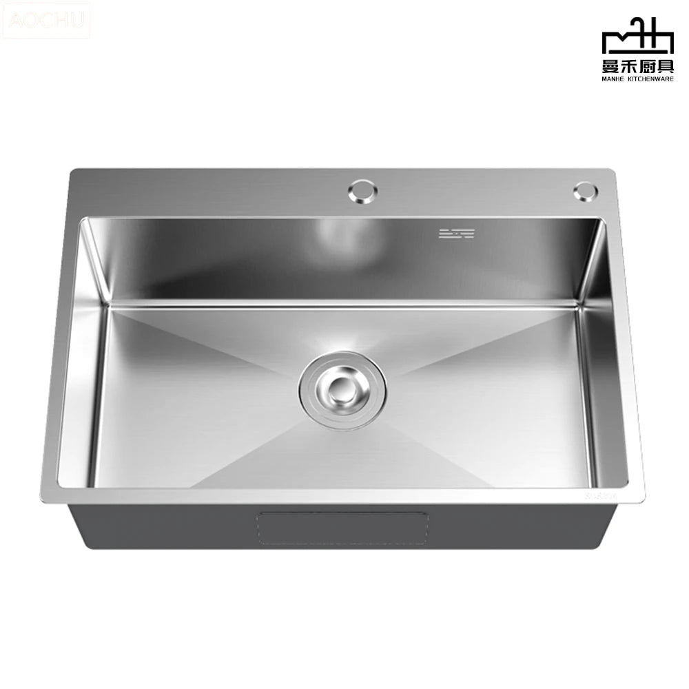 Modern 304 Stainless Steel Single Bowl Sink Anti-Rust Undermount Design for Kitchen & Restaurant