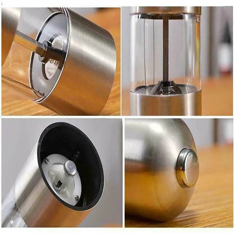 Kitchen Spice Automatic Gravity Induction Stainless Steel Battery Powered Electric Pepper Salt Grinder Mill