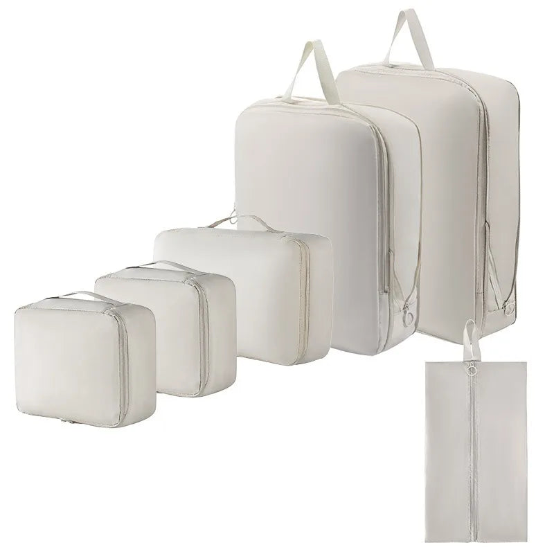 High Quality 7Pcs Set Travel Clothes Luggage Organizer Bag Accessories Compression Travel Packing Cubes