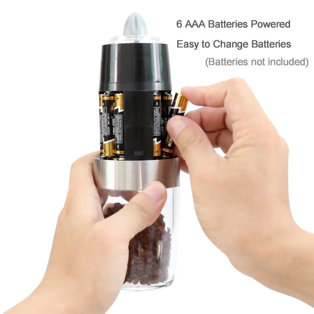 Electric Gravity Salt and Pepper Grinder Set Spice Jar Rechargeable Black Pepper Mill Grinder with Blue Light and Stand