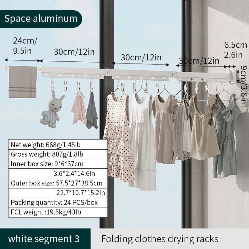 Laundry Retractable Drying Rack Folding Wall Mounted Clothes Hanger Rack