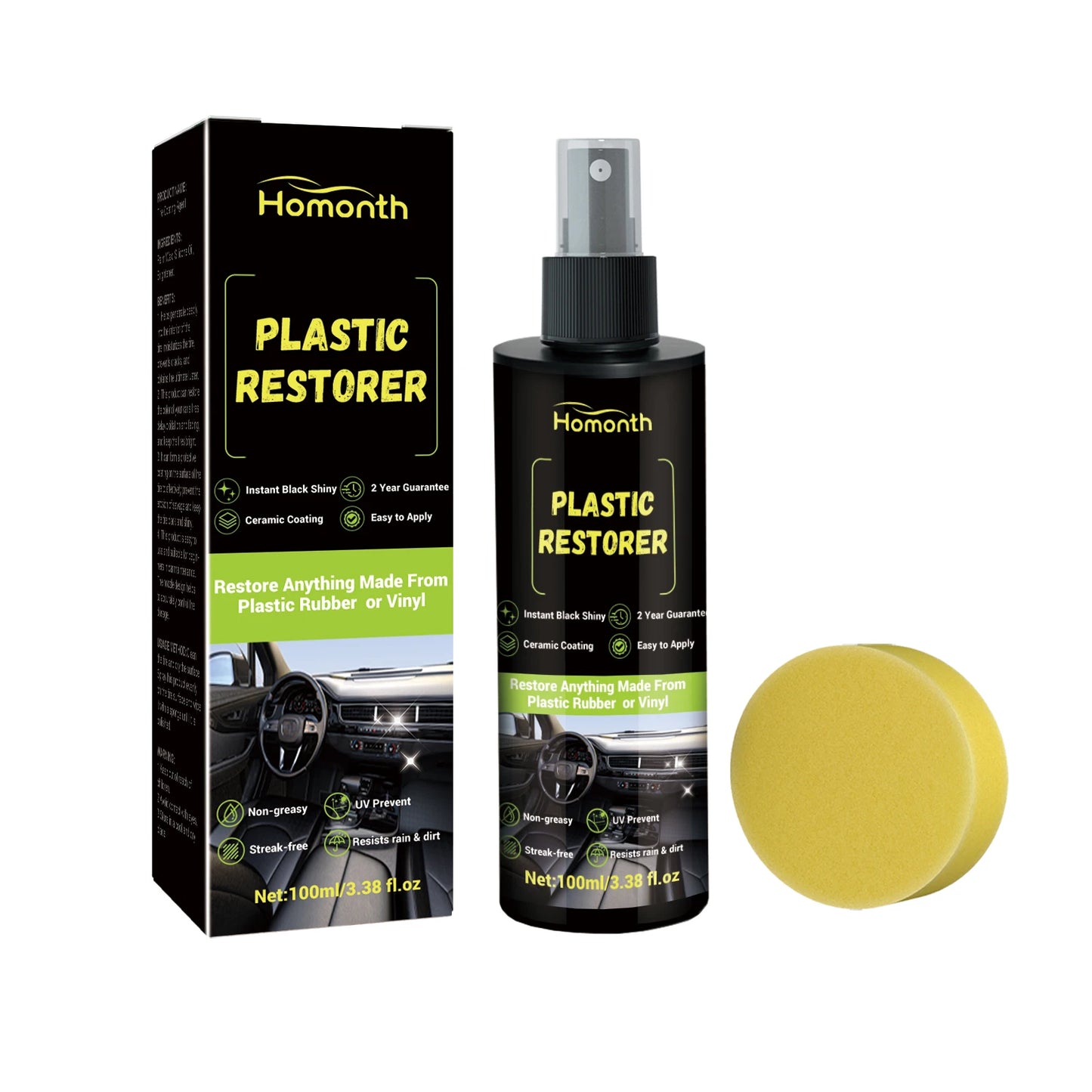 Homonth Car Care Equipment Plastic Restorer Dust-Proof Decontamination Coating Agent for Interior Seat Dial Cleaning