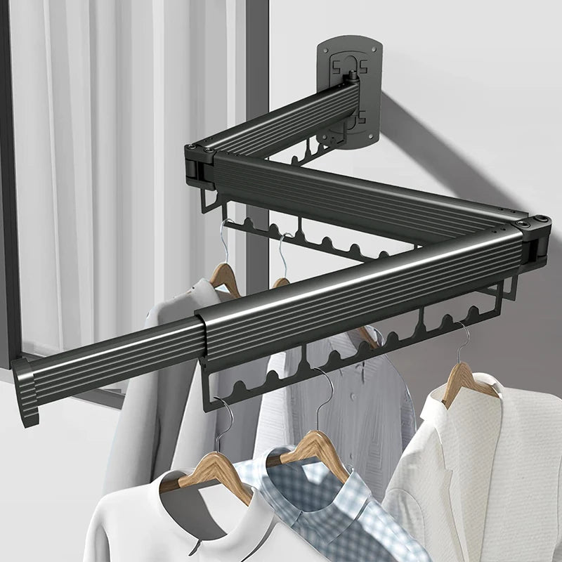 Laundry Retractable Drying Rack Folding Wall Mounted Clothes Hanger Rack