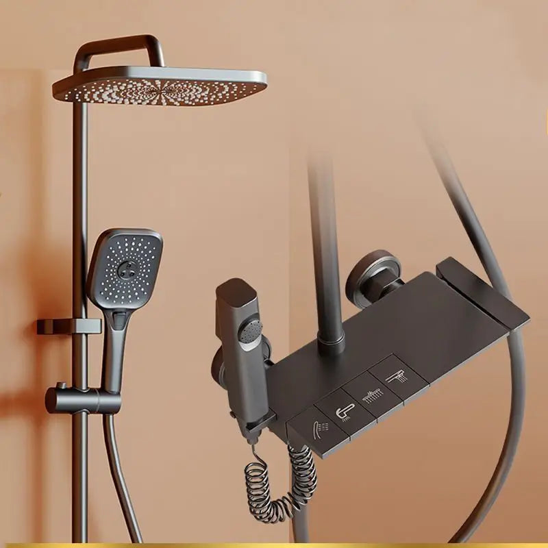 High Quality With 5 Years Warranty Brass Piano Shower Mixer Faucet Set Rainfall Bathroom Shower System Hand Shower