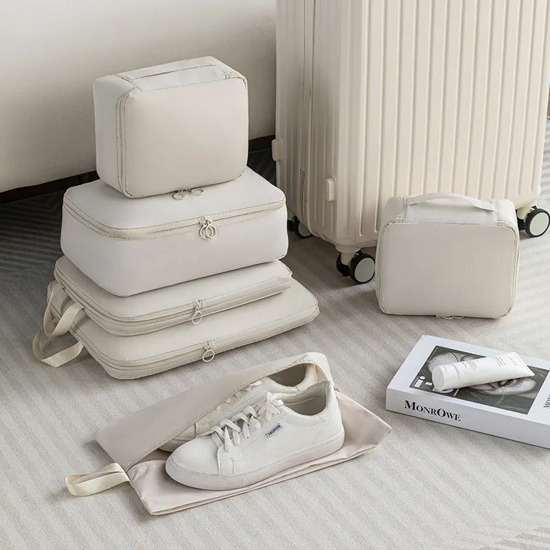 High Quality 7Pcs Set Travel Clothes Luggage Organizer Bag Accessories Compression Travel Packing Cubes