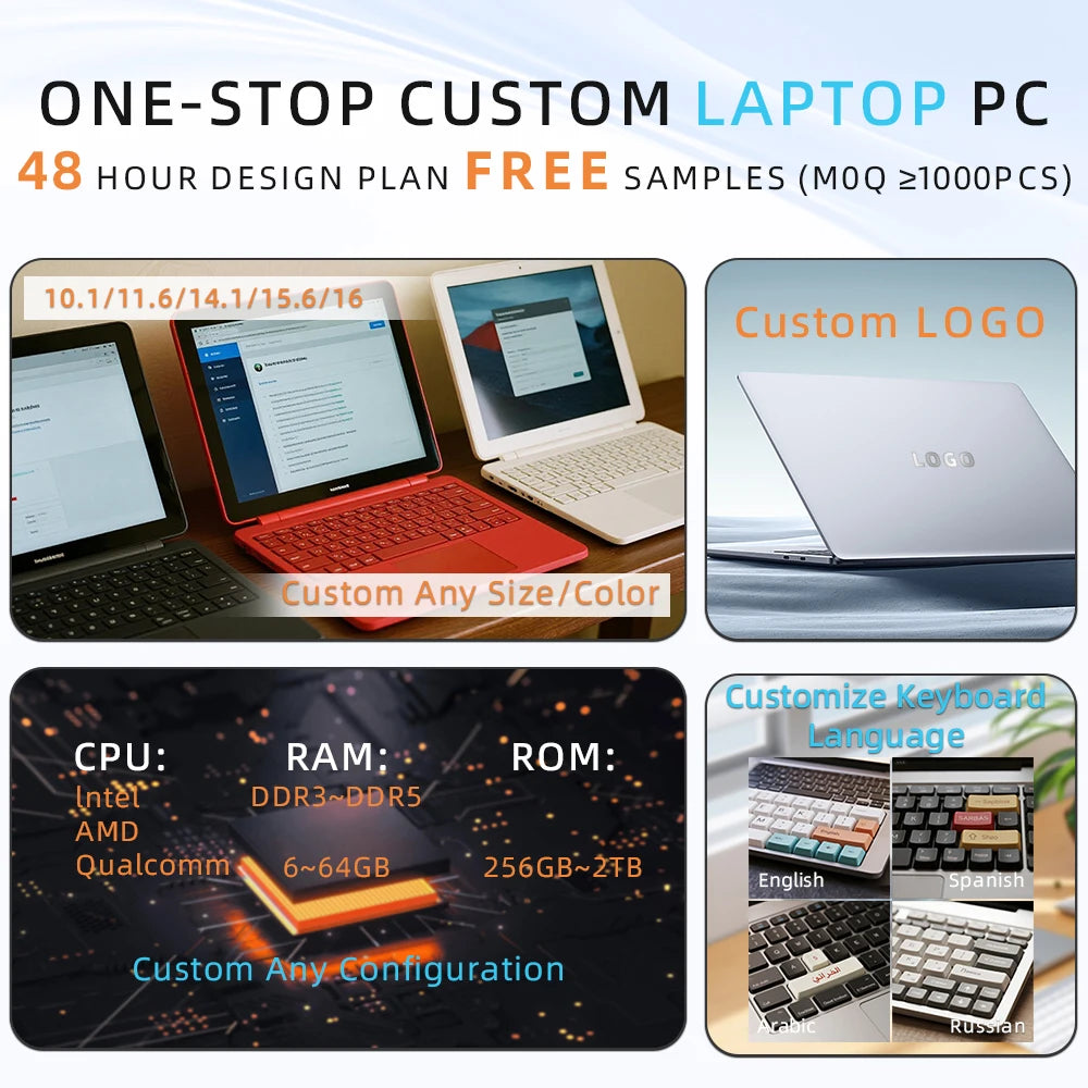 15.6 Inch 16GB DDR4  Budget New Student Commercial Laptops