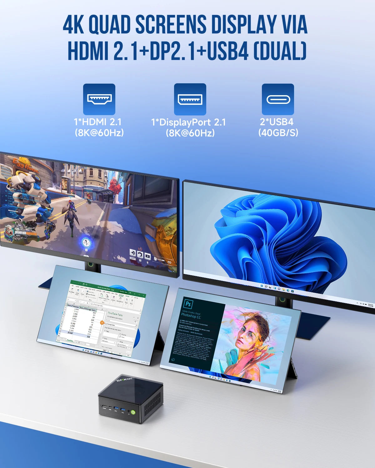 GMKtec K8 Plus AMD R7 8845HS Gaming Mini PC 8-core 16-thread 32GB DDR5 1TB SSD Work Computer PC Mini Computer PC Gaming Desktop