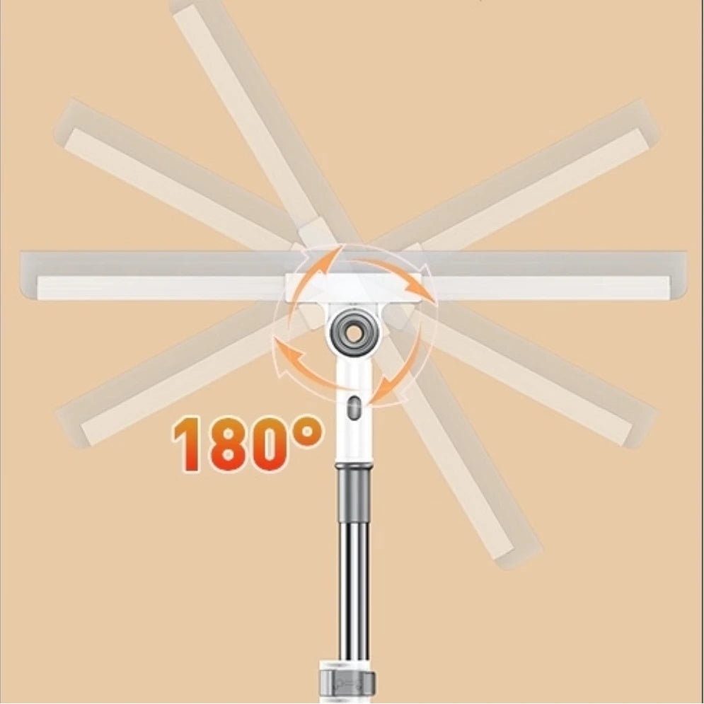 50cm Rotating Scraper Glass Wipers Soft Bristle Household Stainless Steel Long Handle Floor Sweeping Magic Broom for Bathrooms