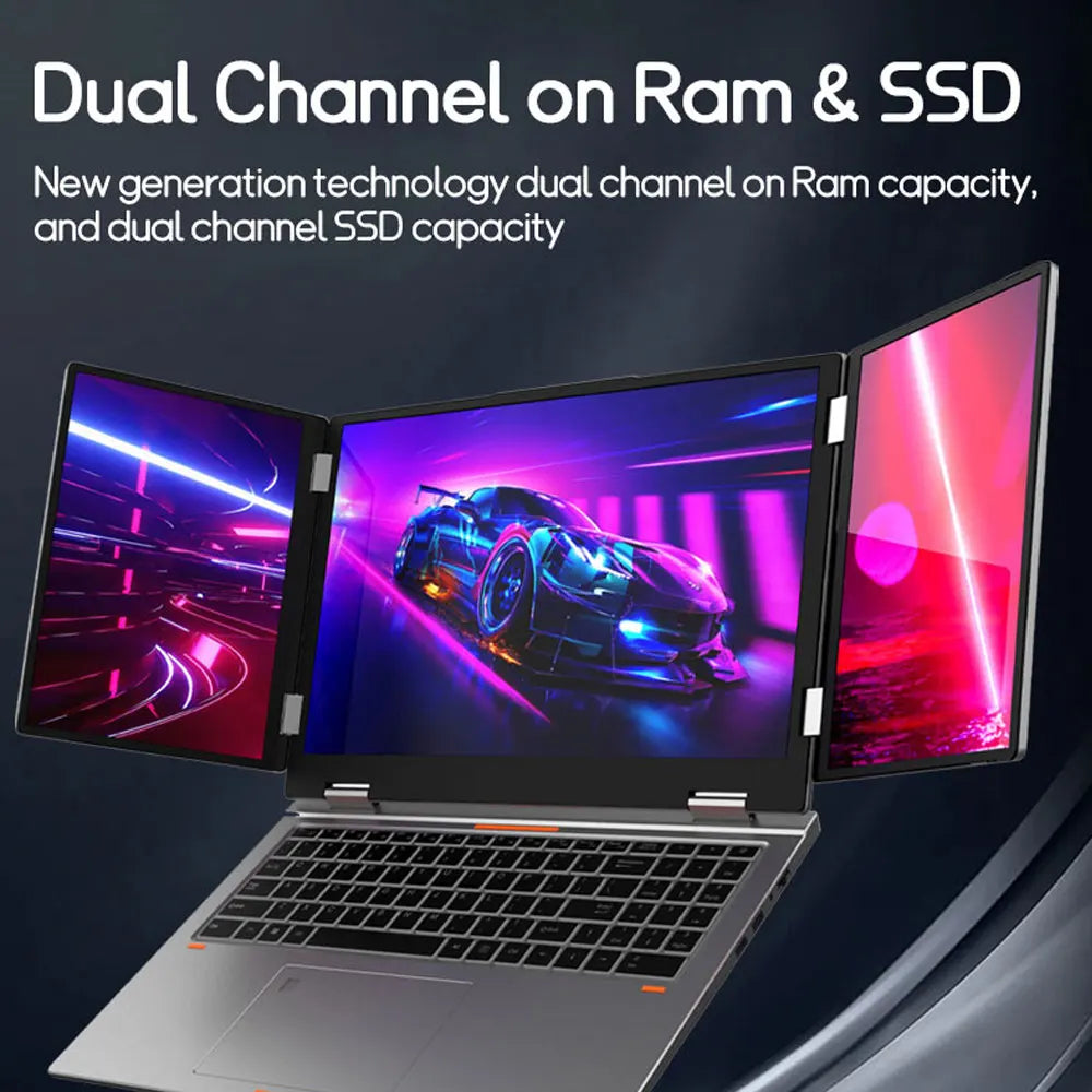CRELANDER Max16 Three Screen Laptop 10.5 inch 16 inch LCD Core i7 12th Gen CPU Dual Channel DDR4 M2 SSD Computer Laptops  Gammer