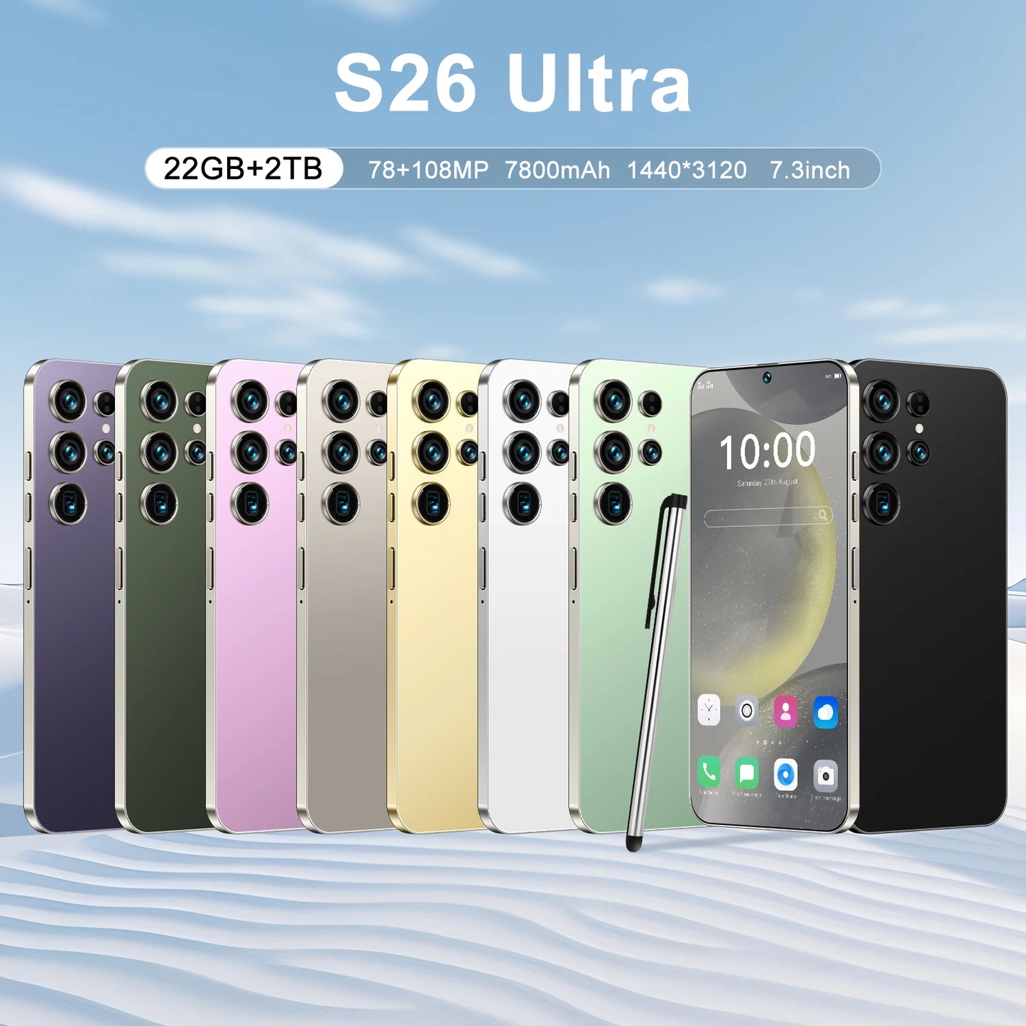 2025 New Original Phones S26 ultra 5g Smartphones 22GB+2TB 5G Dual SIM Cellphone Mobile Phone Face Unlock Android 14 5G Phone