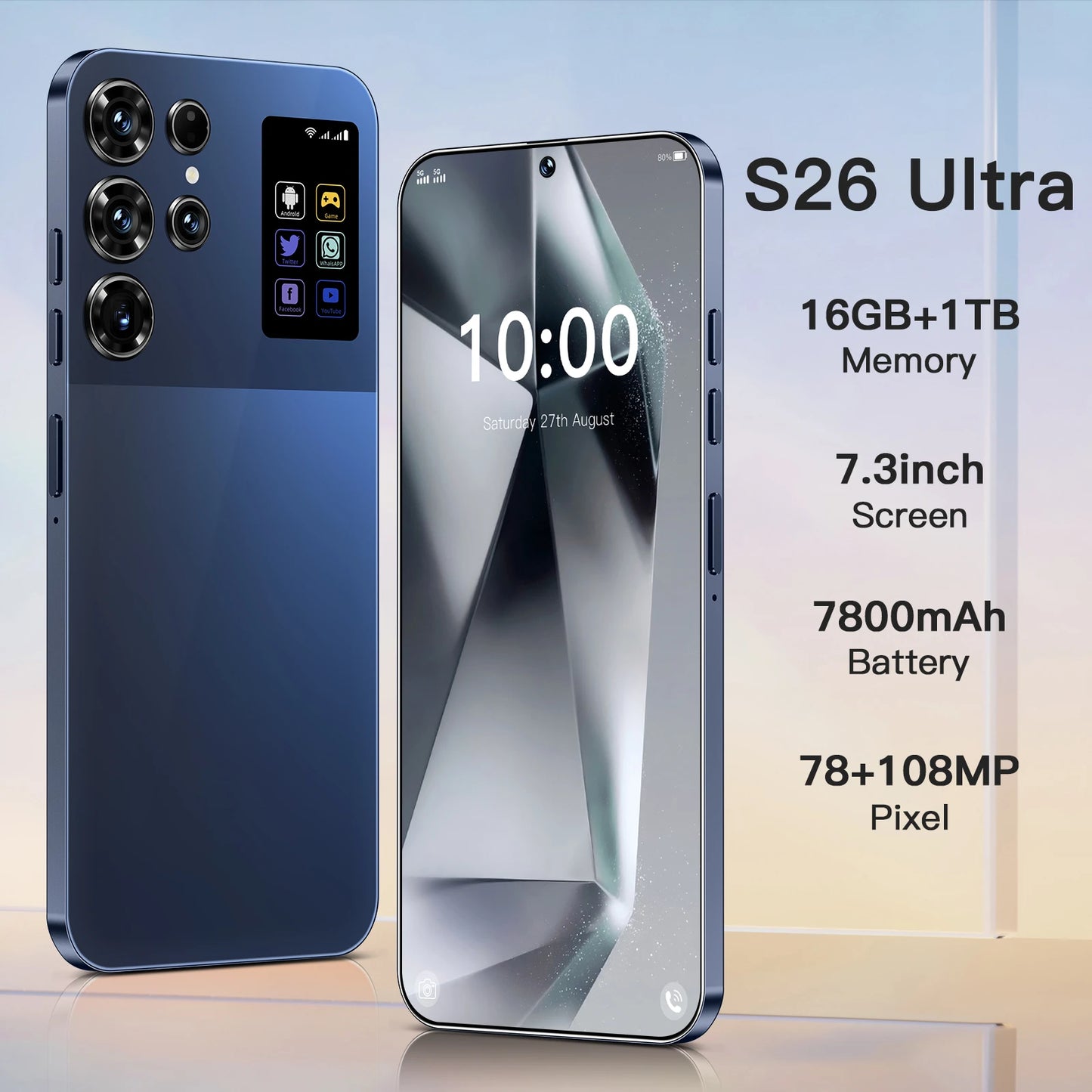 High Quality S26 ultra 5G Smartphone Global Version HD Android 14 Decacore 16GB+1TB Storage Original Unlocked Mobile Phone