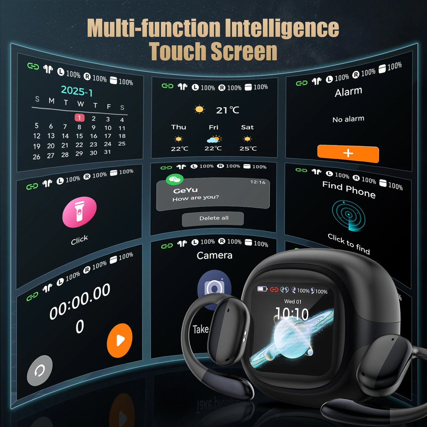 R1pro Ai Translator Earbuds Smart Touch Screen Translator Earphone 135 Languages Translator Earbuds Travel, Easy Communication