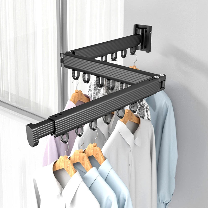 Laundry Retractable Drying Rack Folding Wall Mounted Clothes Hanger Rack