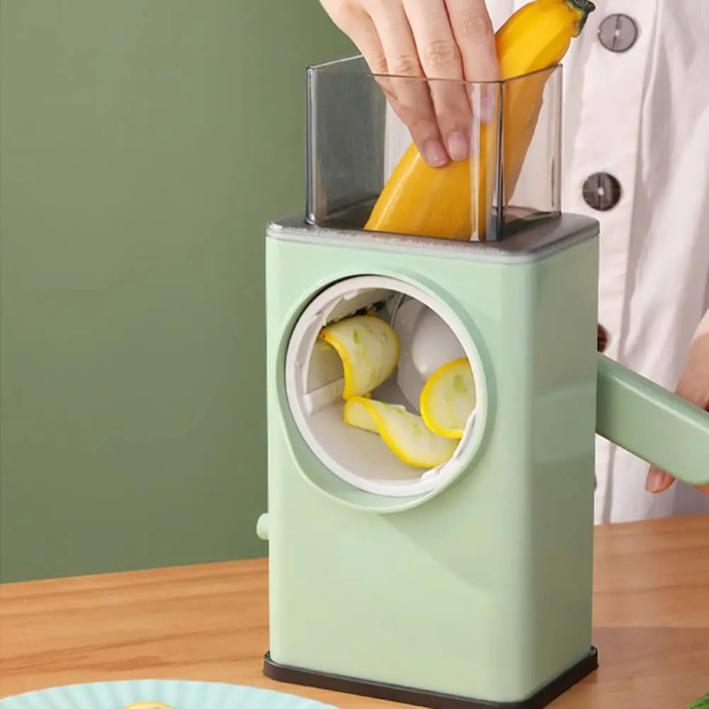 Multipurpose 3-in-1 Steel Food Plastic Hand Crank Chopper Rotary Cheese Vegetable Carrot Slicer Grater Set Kitchen Gadget